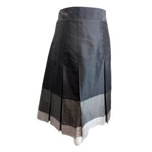 Christiane Celle Calypso silk black & gray pleated knee length skirt